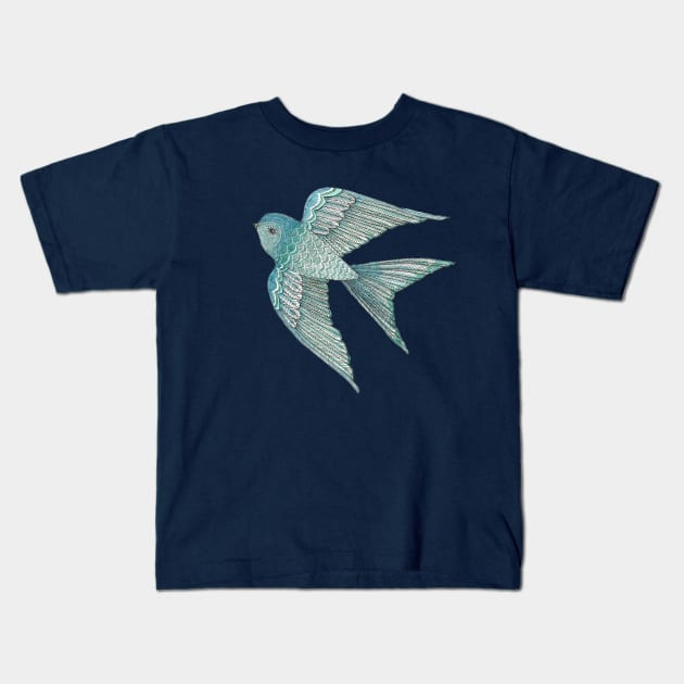 Bird of Hope {on Black} Kids T-Shirt by Cecilia Mok